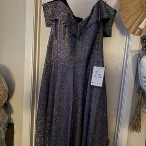 Xscape Purple Off the Shoulder Gown for Weddings